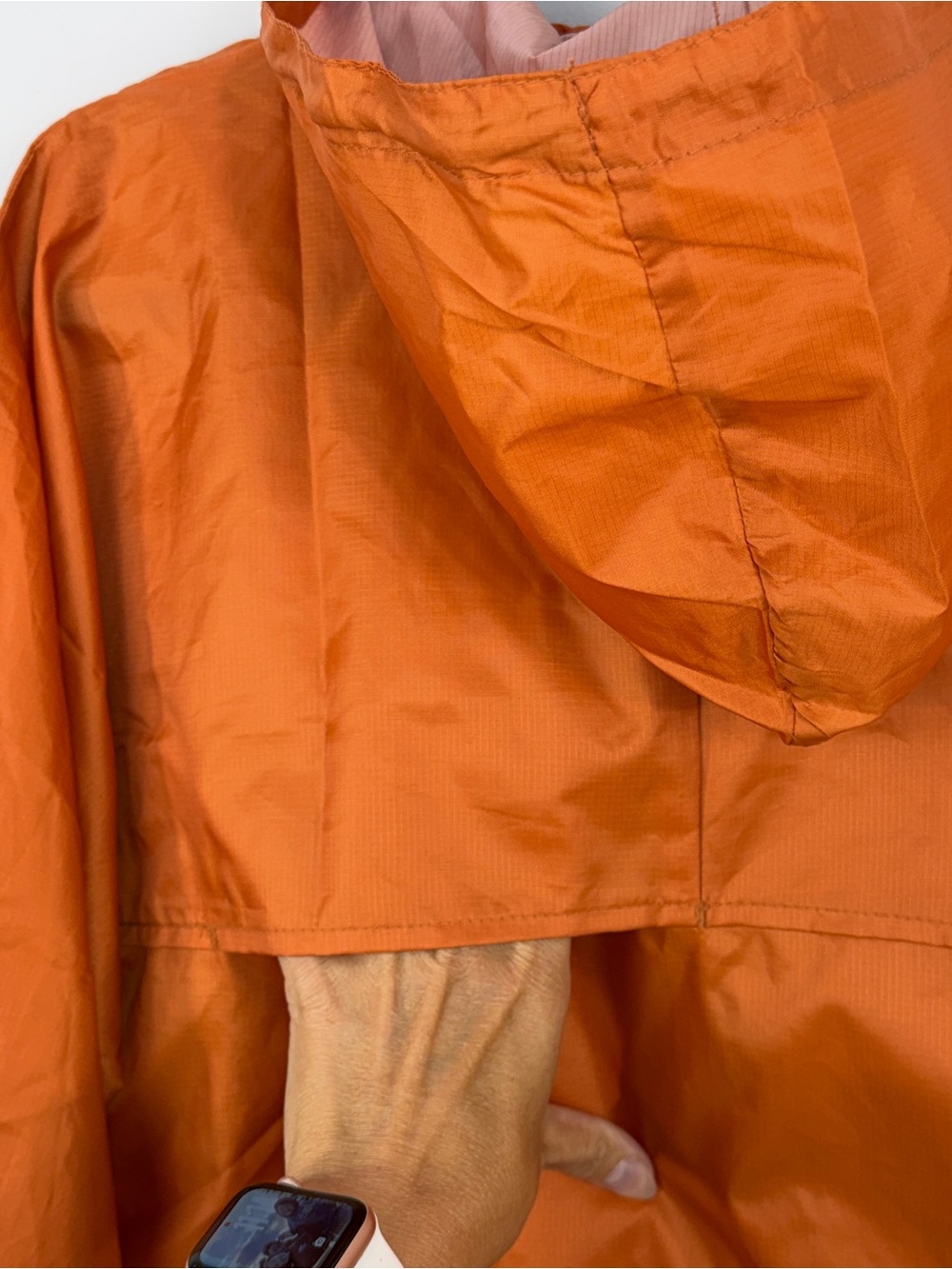 Vintage 90s Y2K burnt orange packable fanny pack boxy anorak windbreaker M - Picture 12 of 17